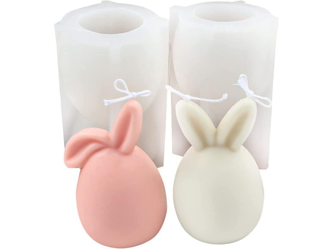 2 Moldes De Silicone Coelho Da Páscoa, Moldes De Velas Coelho 3d Reutilizáveis, Antiaderentes Laváveis