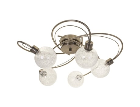 Plafond Vita 5Xg9 Alt.23Xd.53Cm Oxidado com Bolas de Vidro Transparentes FERRIMEX