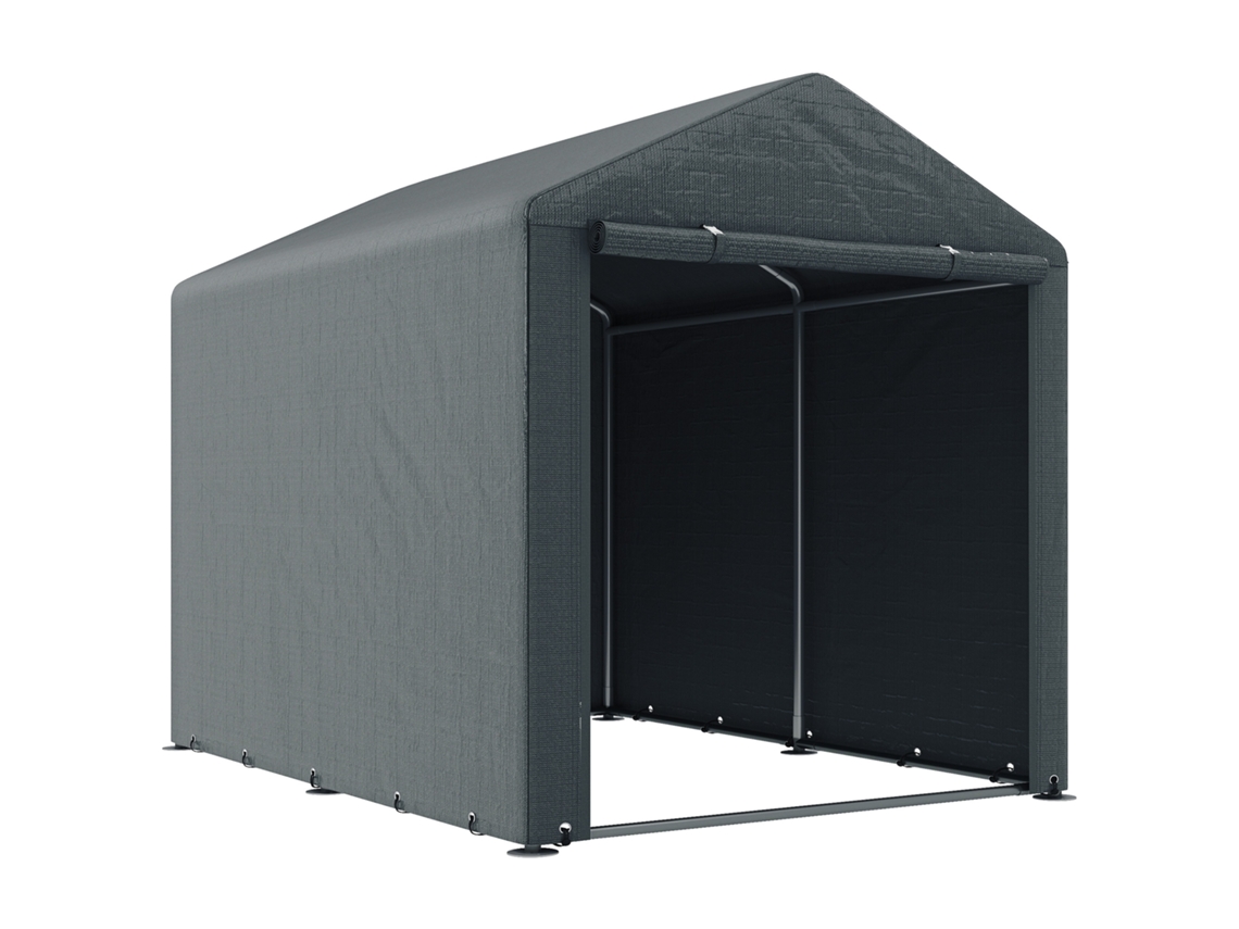 Barraca para Bicicletas e Motocicletas Ferramentas de 1,6x2,2x1,7 M com 2 Cômodos Porta com Zíper Impermeável Cinza Ge