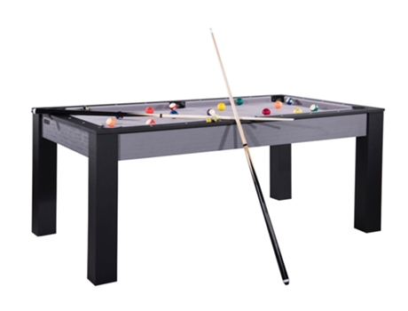 Mesa de Bilhar Manhattan Convertível em Mesa de Jantar de Mdf para 6 Pessoas Preto / Prateado DE FAUGÈRES