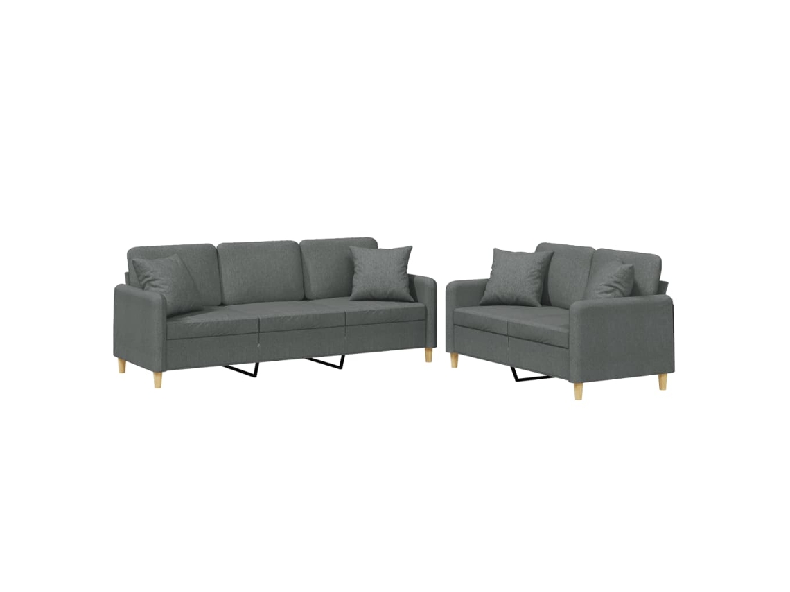 Conjunto de 2 Sofás com Almofadas Tecido Cinzento escuro MAISON EXCLUSIVE