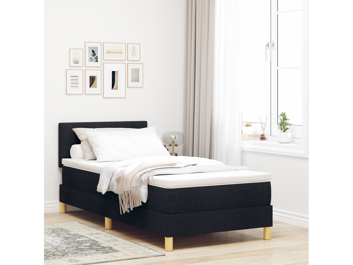 Cama Box Com Colchão Preta 90x190 Cm Tecido