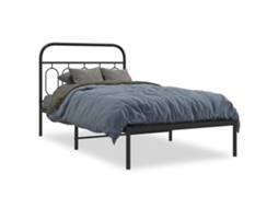Estrutura de Cama com Cabeceira Metal Preto MAISON EXCLUSIVE 107x203 cm