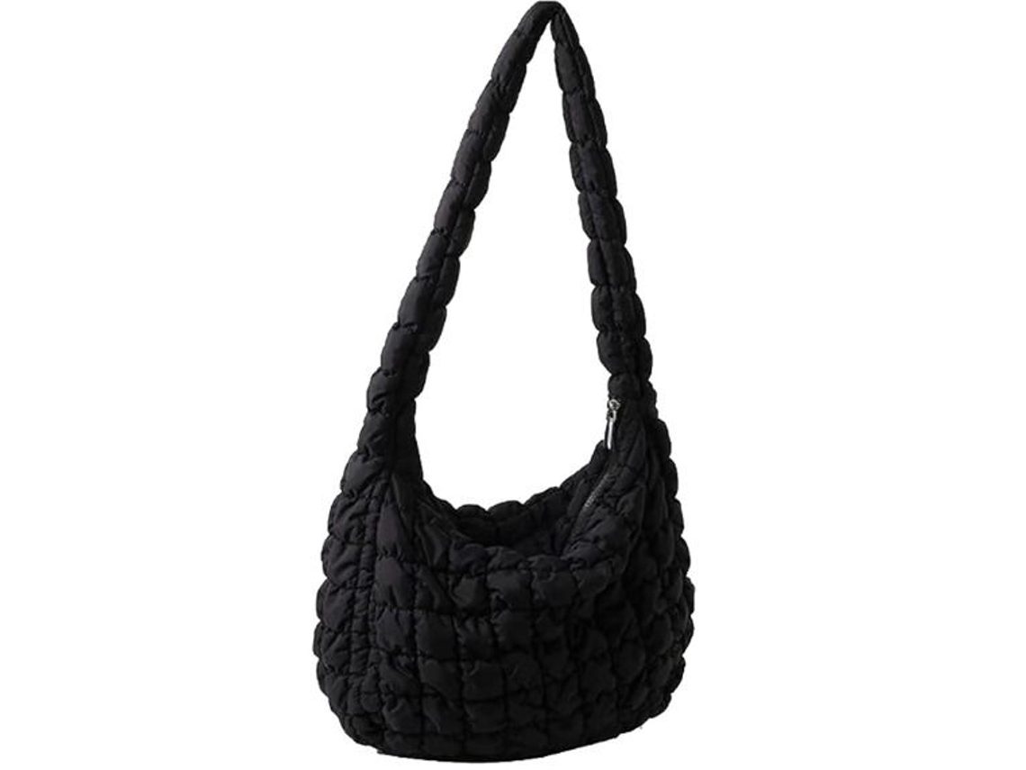 Bolsa Feminina Tote Acolchoada Leve de Ombro, Preta AQUAFORGE