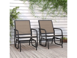 Vidaxl Cadeiras Planadoras Para Jardim 2 Pcs Textilene/aço Castanho