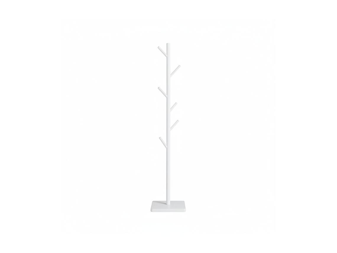 Relaxdays Cabideiro Em Forma De Árvore, 177 X 30 X 30 Cm, 8 Ganchos, 3 Alturas, Madeira De Borracha, Branco