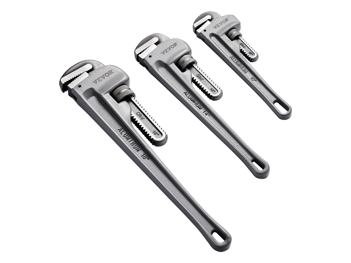 3Pcs Conjunto de Chave de Tubo Reto de Alumínio 10/14/18 em Chave de Encanamento Mandíbula Crv VEVOR