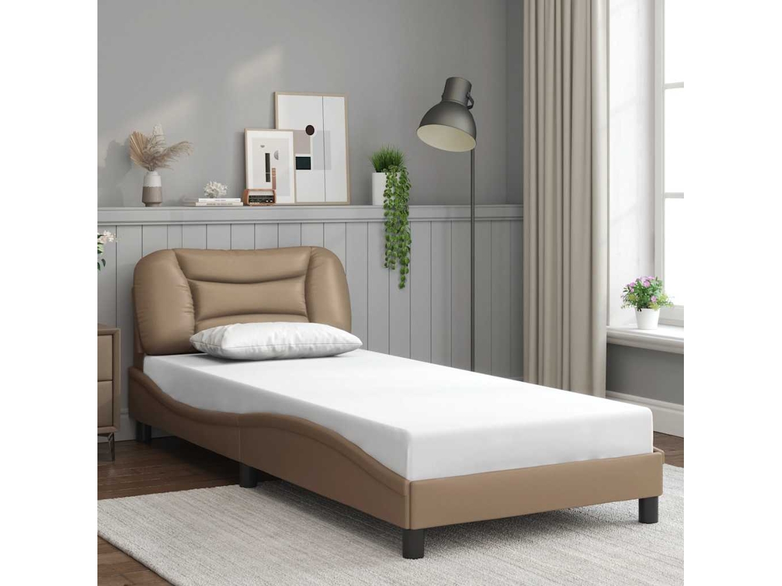 Vidaxl Estrutura De Cama Sem Colchão Hvar Couro Artif. 80x200 Cm Cappuccino