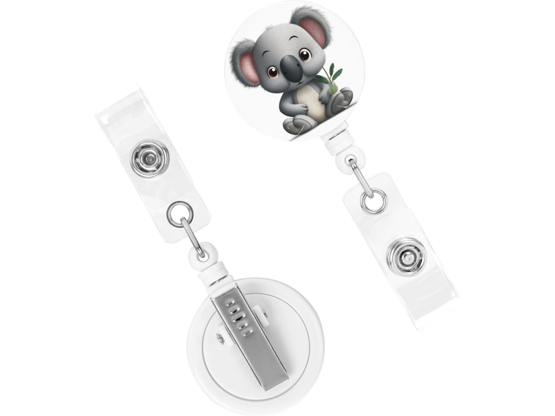 Porta Crachá Retrátil Reforçado, Modelo Koala, Chaveiro