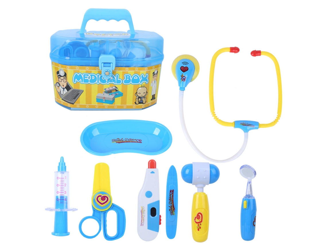 Mali conjunto de Brinquedo Médico Infantil Educativo Jogo de Papel Ferramentas de Brincar Azul
