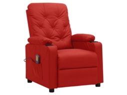 Vidaxl Cadeira De Massagens Couro Artificial Vermelho Tinto