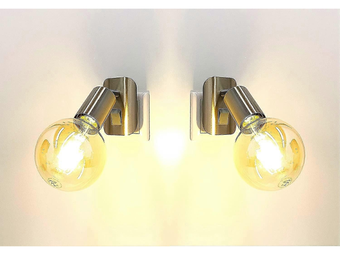 Omni lâmpada de Parede Anna 2 Peças Base Led E27 4w 2500k Branco Quente Níquel Fosco Regulável