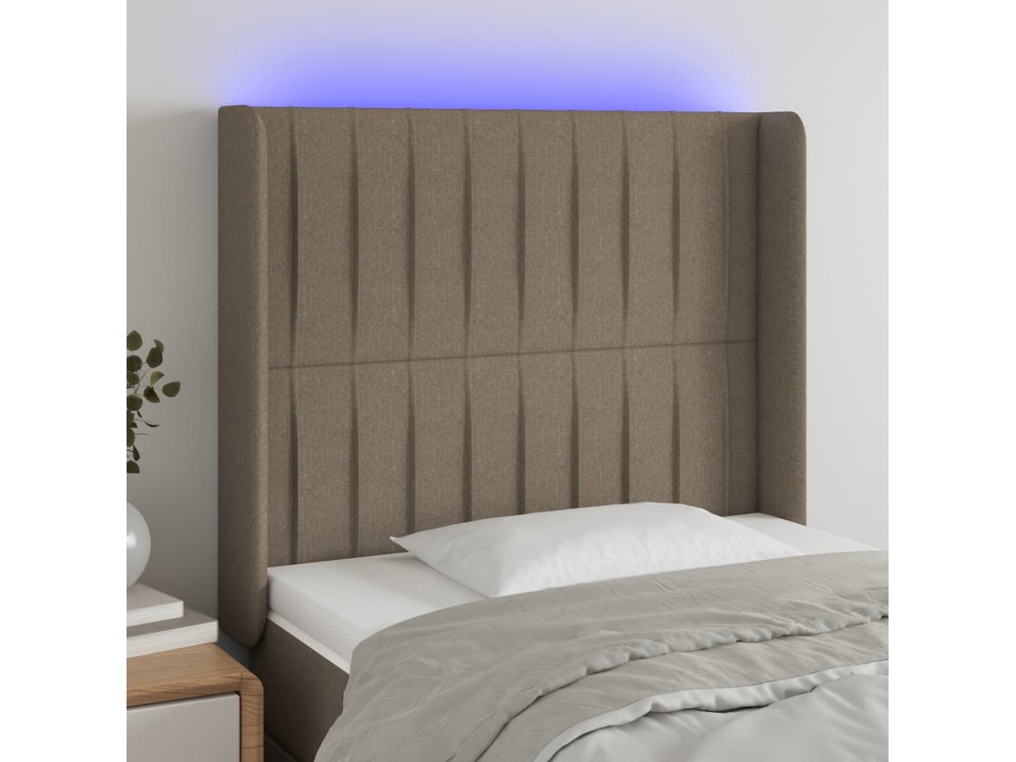 Vidaxl Cabeceira Cama C/ Led Tecido 93x16x118/128 Cm Cinza-acastanhado