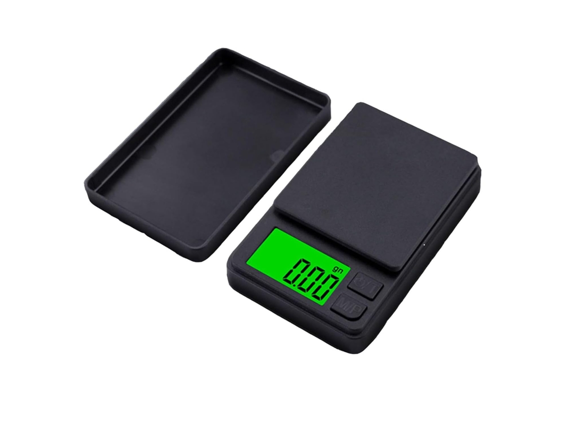 Balança Eletrônica Portátil SFUSHOS com Luz de Fundo Verde Mini Balança Digital de Cozinha 1000g/0,01g Preta