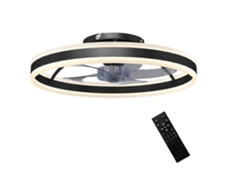 Ventilador de Teto com Luz e Controle Remoto, Ventilador de Teto de 50 Cm com 6 Velocidades, Preto ORBITRA COMMERCE