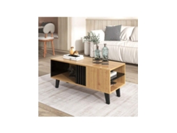 Mesa De Centro 100x60x45 Cm Em Madeira Colorida E Preto, Com Gavetas Sofá, Sala De Estar, Multifuncional E Design Único Liptaptyn