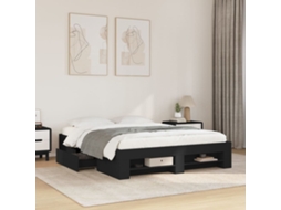 Vidaxl Estrutura De Cama 150x200 Cm Derivados De Madeira Preto