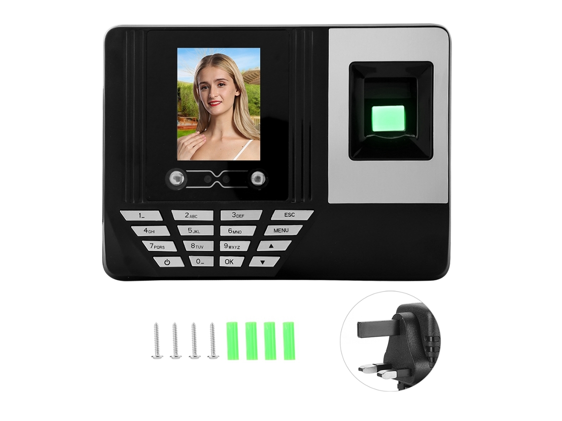Máquina De Ponto Com Reconhecimento Facial E De Impressão Digital De 2,8 Polegadas (display De 2,8 Polegadas, Padrão Do Reino Unido 110-240v)