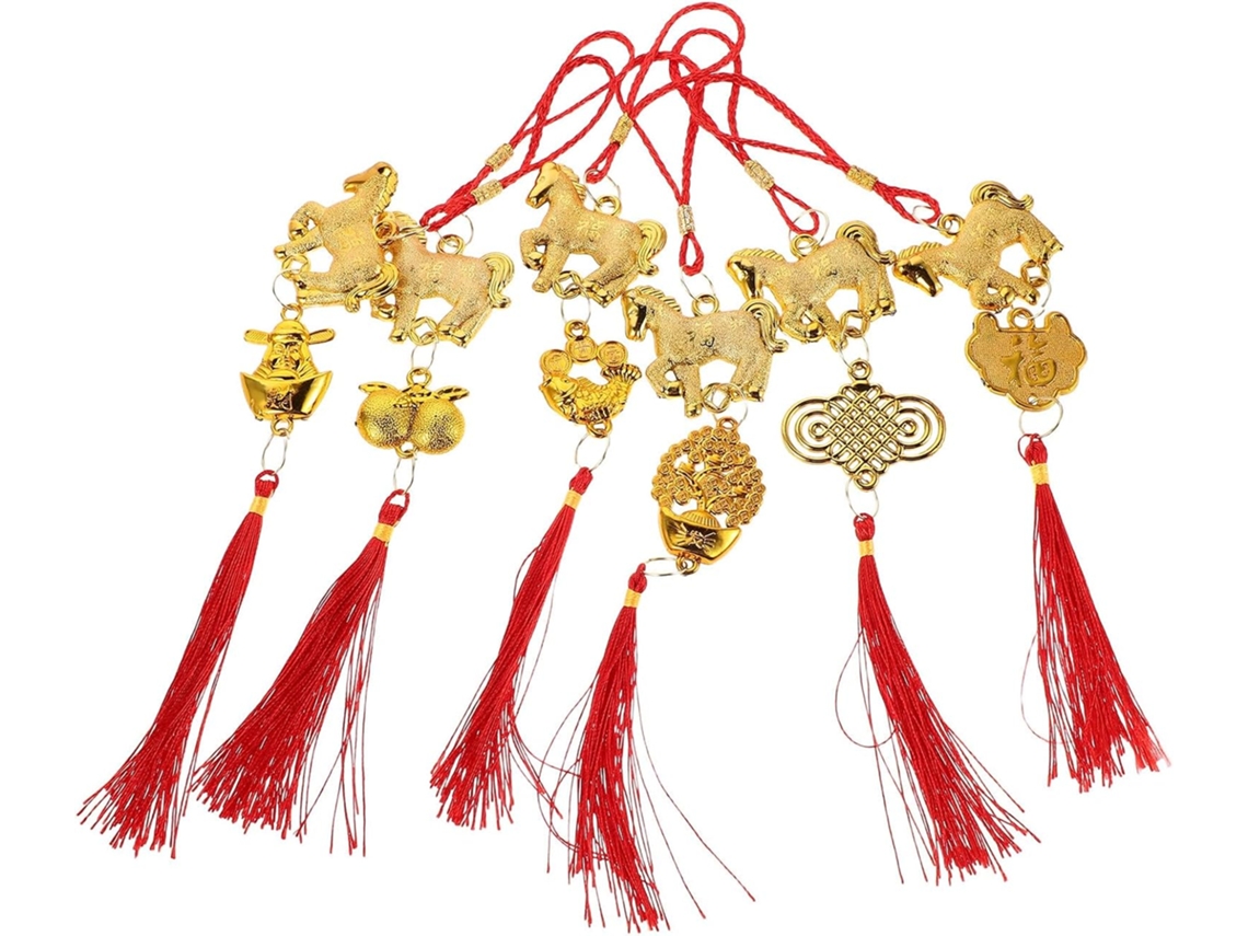 Conjunto 12 Enfeites Parede Formato Cavalo Chinês 2026 Plástico Poliéster Resistentes Elegantes Perfeitos GOKOCO