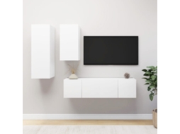 Vidaxl 4 Pcs Conjunto De Móveis De Tv Derivados De Madeira Branco