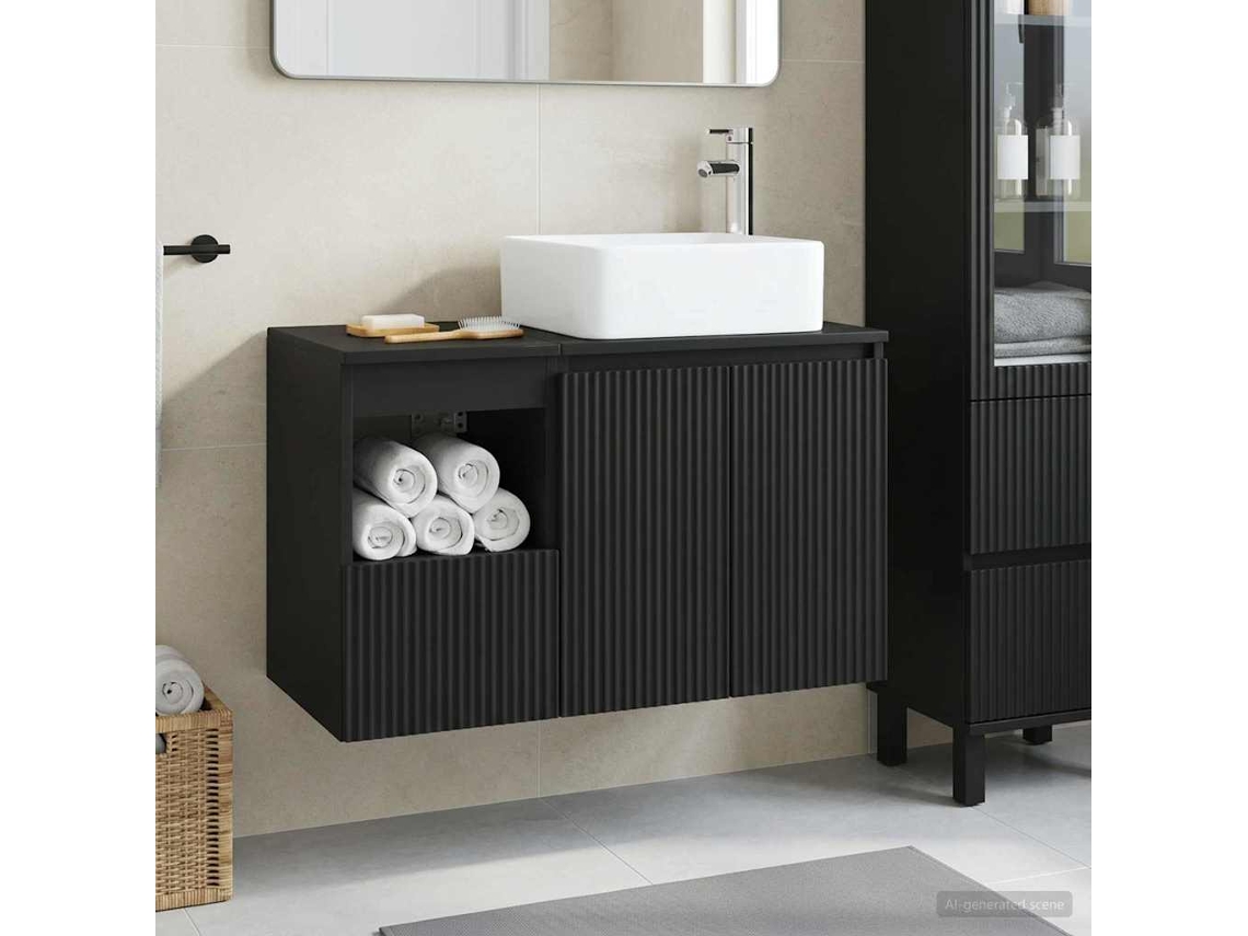 Vidaxl Conjunto De Móveis Para Banheiro 2 Unid. Preto