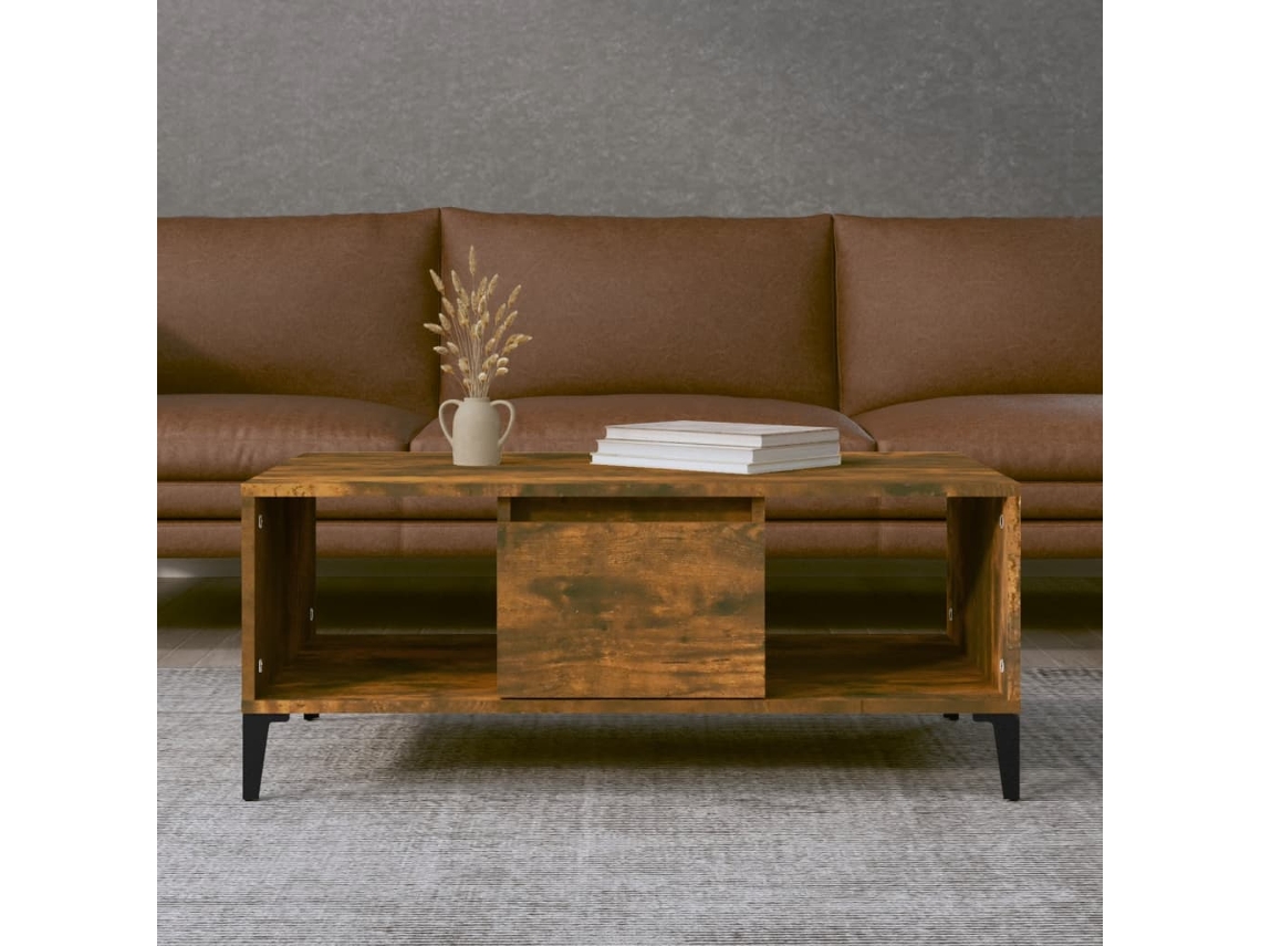 Vidaxl Mesa De Centro 90x50x36,5 Cm Derivados Madeira Carvalho Fumado