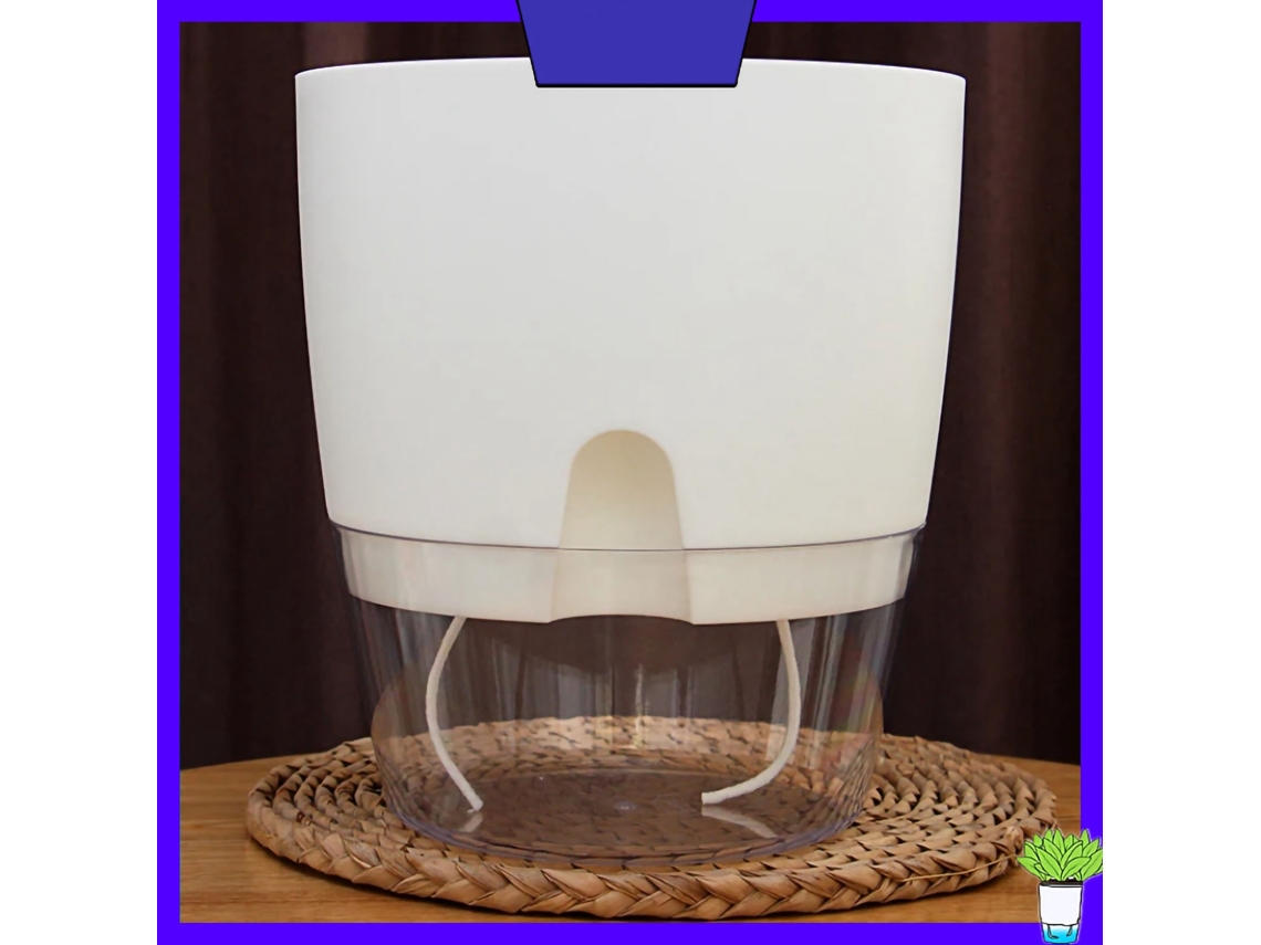 Vaso Plástico Auto Regante Transparente Grande Branco Balcão