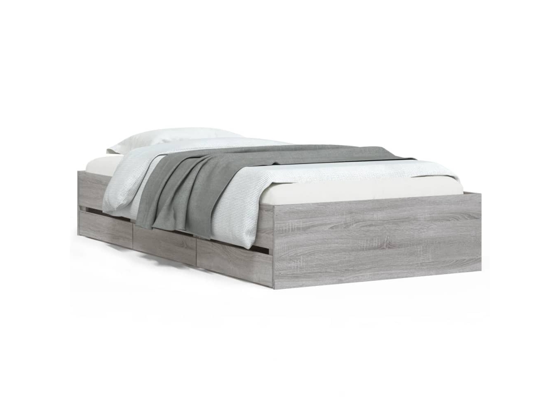 Estrutura de Cama com Gavetas Derivados de Madeira Cinza Sonoma MAISON EXCLUSIVE