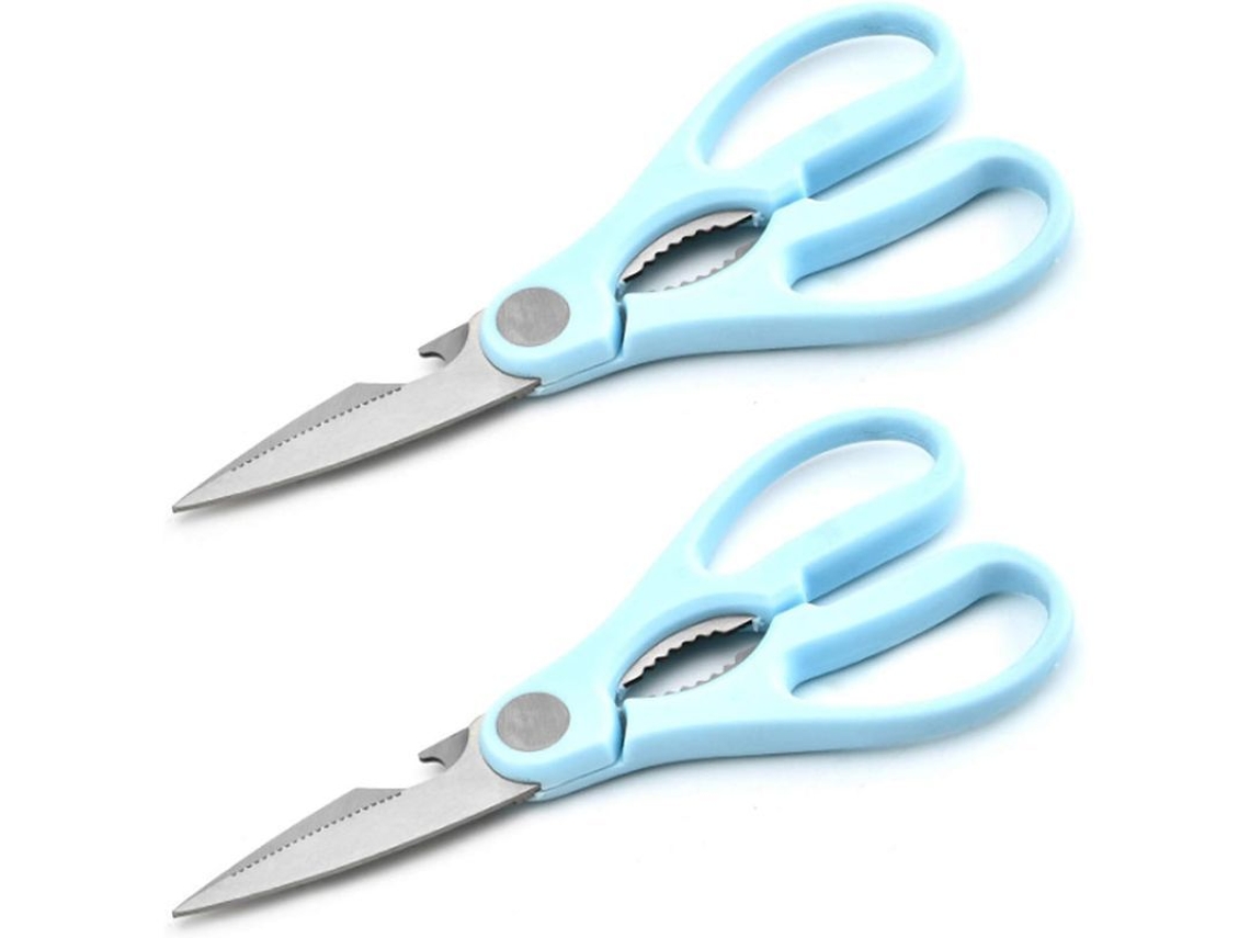 2026 tijeras de Cocina de Acero Inoxidable Multifuncionales Con Sacacorchos Y Mango Ergonómico Azul