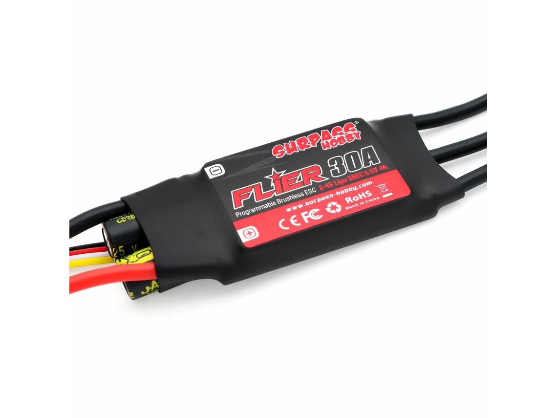 Superpass hobby Flier Series Novo Esc Brushless de 32 Bits e 30a com Suporte para Bec de 5.5v/4a para Programação de Aeromodelos. MDUG