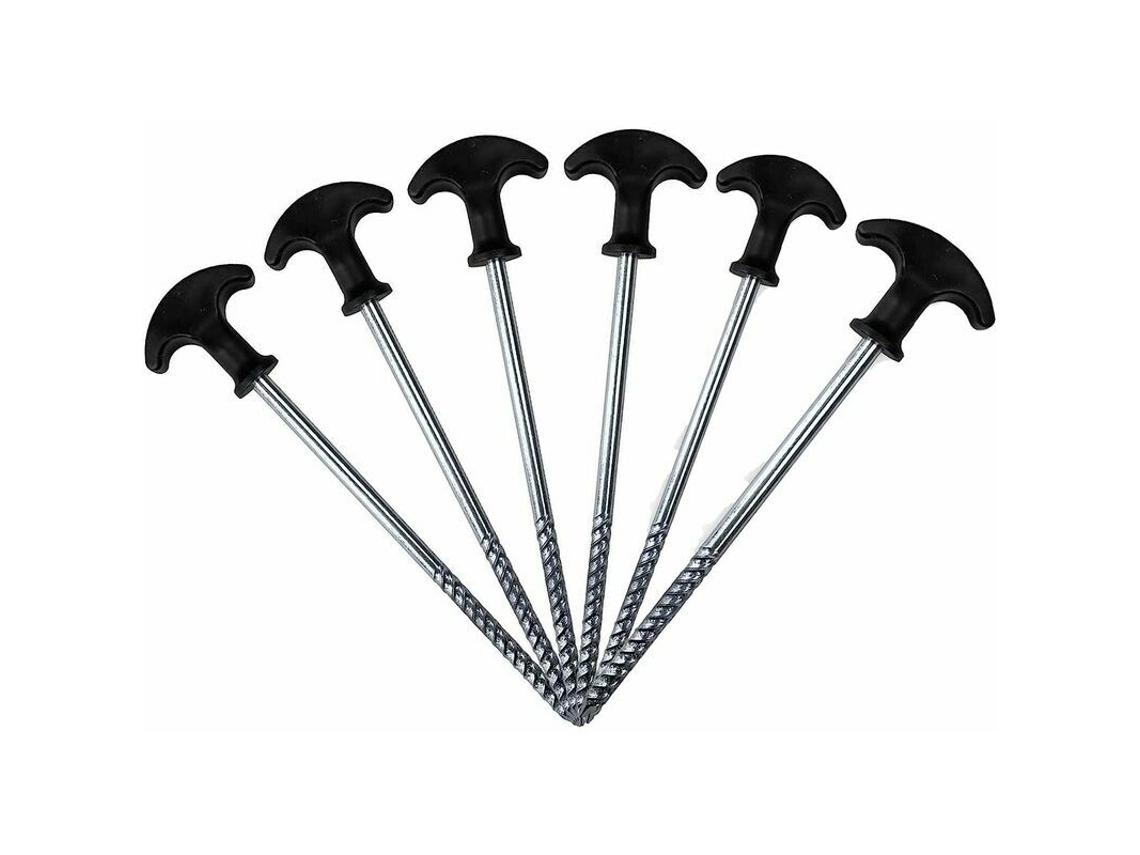 Estacas de Barraca Reforçadas em Metal, Aço Forjado, com Ganchos, para Camping, Lonas e Praia AQUAFORGE