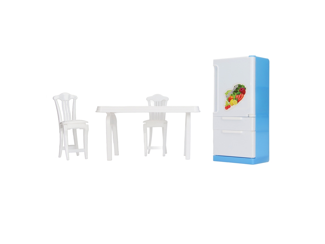 Ats refrigerador Miniatura para Casa de Boneca Mesa Cadeira Brinquedo de Cozinha Decoração Jogo de Simulação Menina