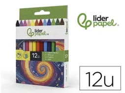Lápis de Cera Coloridos LIDERPAPEL 12