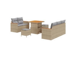Conjunto 10 Móveis Para Exterior Vidaxl Bege Vime Pe (204 X 179 X 85 Cm)