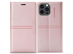 Capa Para Iphone 14 Pro Max Pele Sintética Anti-choque Magnética Rosa