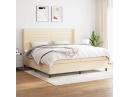 Vidaxl Cama Com Molas/colchão 200x200 Cm Tecido Cor Creme