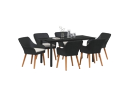 Maison Exclusive - Conjunto De Jantar Para Jardim Com Almofada 7 Pcs Preto Vime Pe