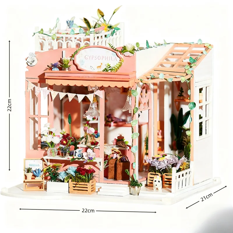 Faça Você Mesmo uma Casa de Flores Estrelada, Artesanato em Miniatura de Madeira 3d MDUG