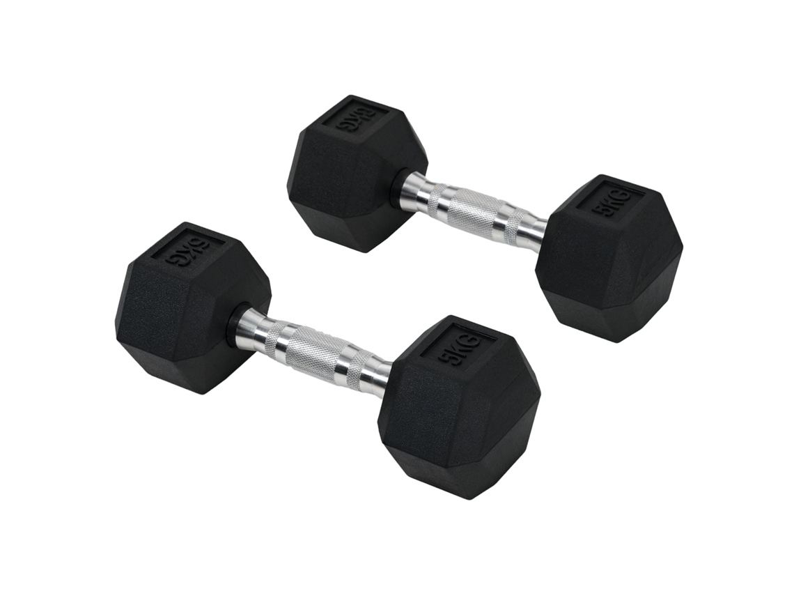 Halteres Hexágonos 2x5kg, Ferro Fundido