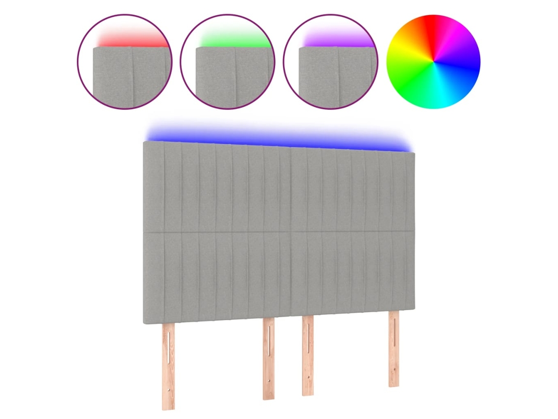 Led Headboard, Led Headboards Vidaxl Cinzeto Tecido (144 X 5 X 118/128 Cm)