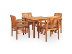 Vidaxl 5 Pcs Conjunto De Jantar Exterior C/ Almofadões Acácia Maciça
