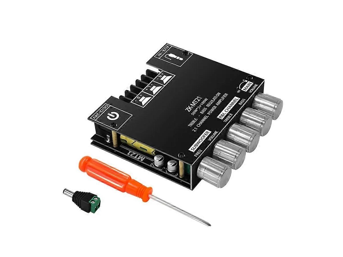 Placa Amplificadora De Som Bluetooth 50wx2 E 100w 2.1 Canais Com Controle De Graves E Agudos Para Home Theater Diy