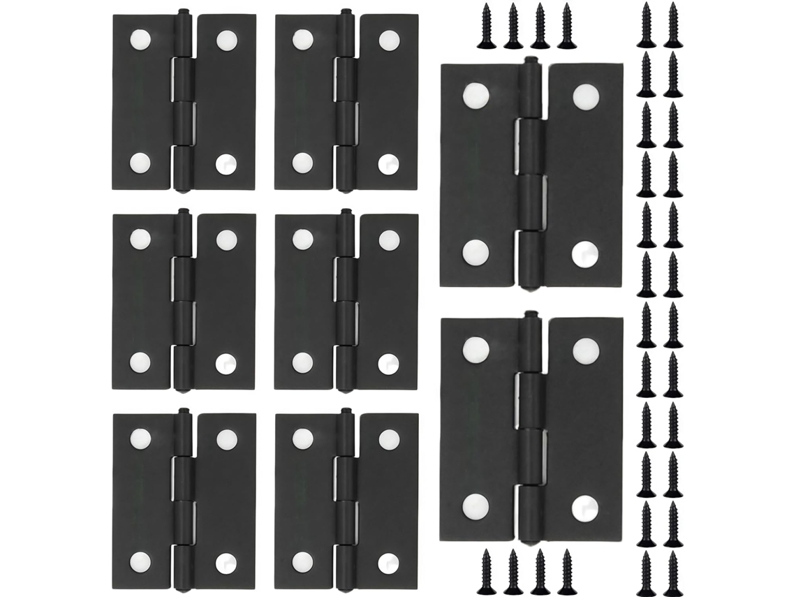 Dobradiças Dobráveis De Aço Inoxidável Preto, Pacote Com 8 Unidades, Ferragens Para Dobradiças Planas, Adequadas Para
