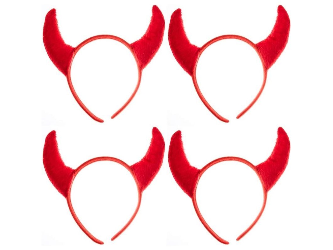 Tiara do diabo 4 unidades de tiaras de diabo vermelhas de poliéster, ideal para crianças e adultos | S/MARCA