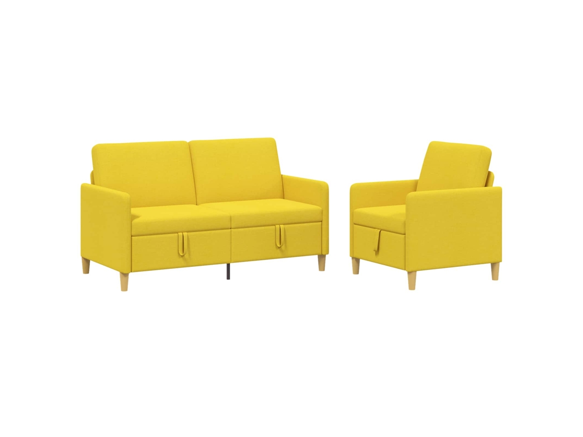 Conjunto de Sofá com Armazenamento 2 Pcs Amarelo Claro SYFAX
