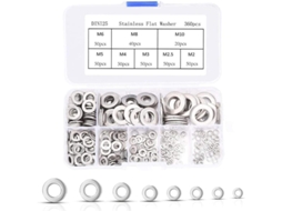 Kit De Arruelas Planas De Aço Inoxidável, 360 Peças, Tamanhos M2 M2.5 M3 M4 M5 M6 M8 M10 M12