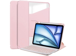 Capa Compatível Com Ipad Air 11 (2025) Com Suporte Giratório De 360 ​​graus, Feita Em Couro Pu + Acrílico, Com Teclado.
