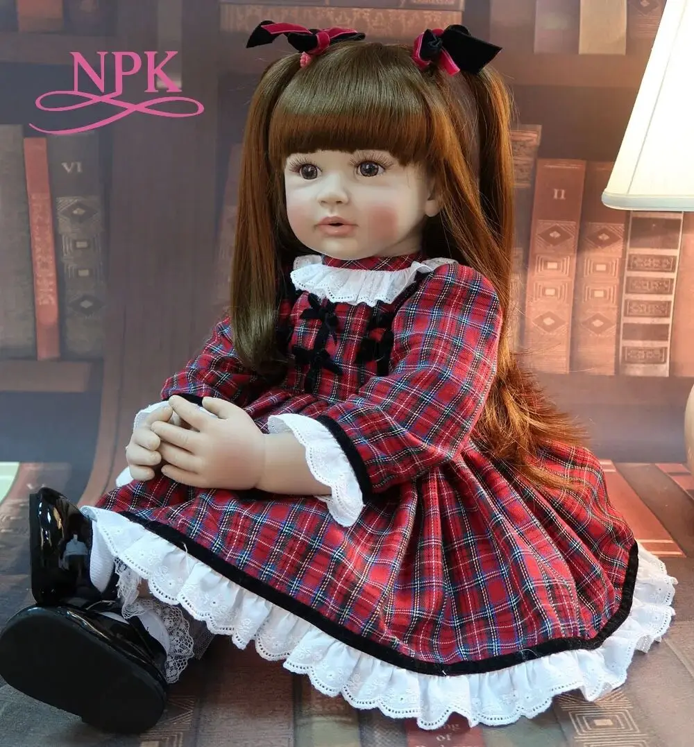 (vermelha) Boneca Grande De 60 Cm, Princesa Criança, Feita De Vinil De Silicone, Fofa E Realista.