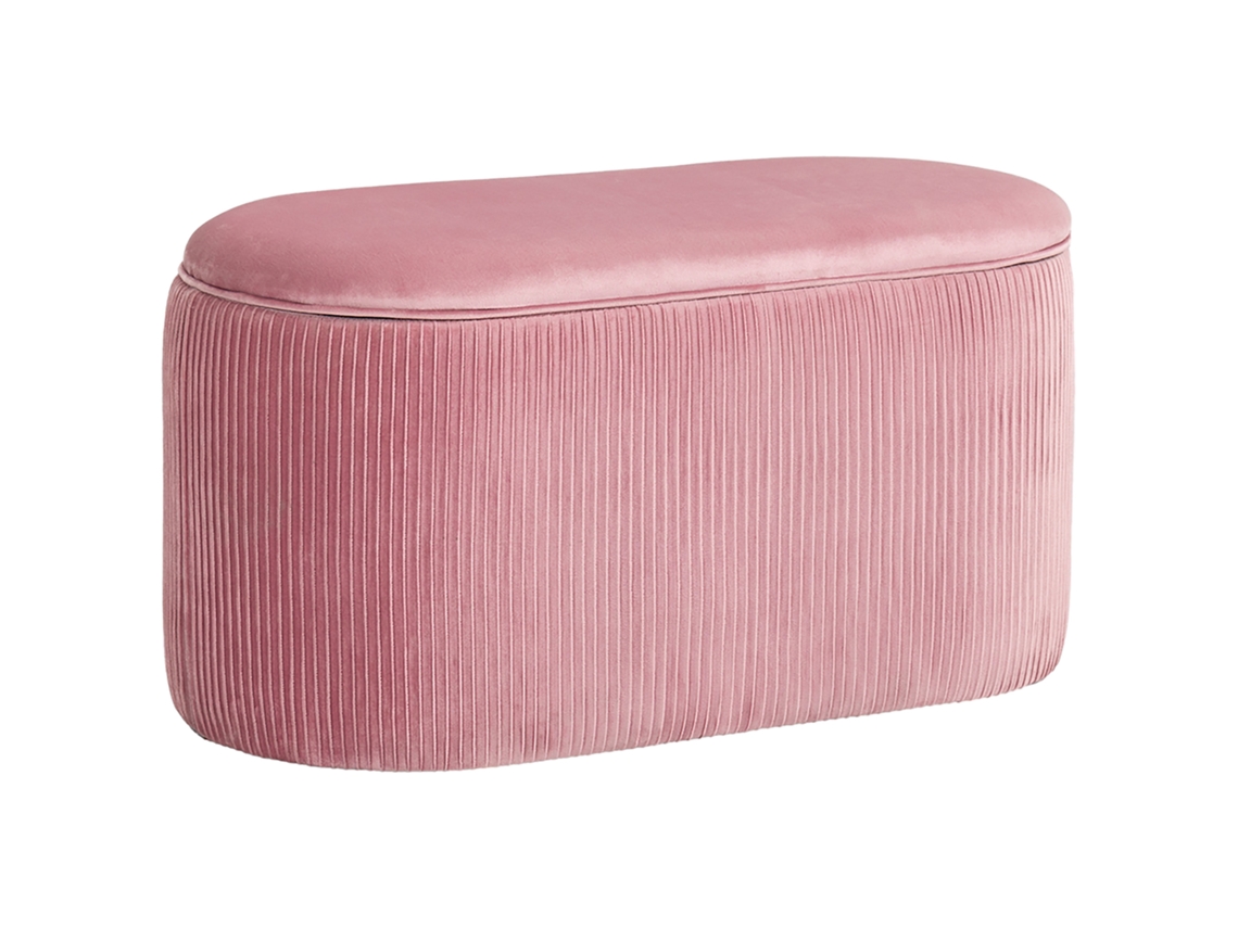 Banco com Assento e Baú de Armazenamento,poltrona Ottomana,design Retrô,efeito Veludo,81cmx40cmx41cm,rosa Antigo BTFORUS