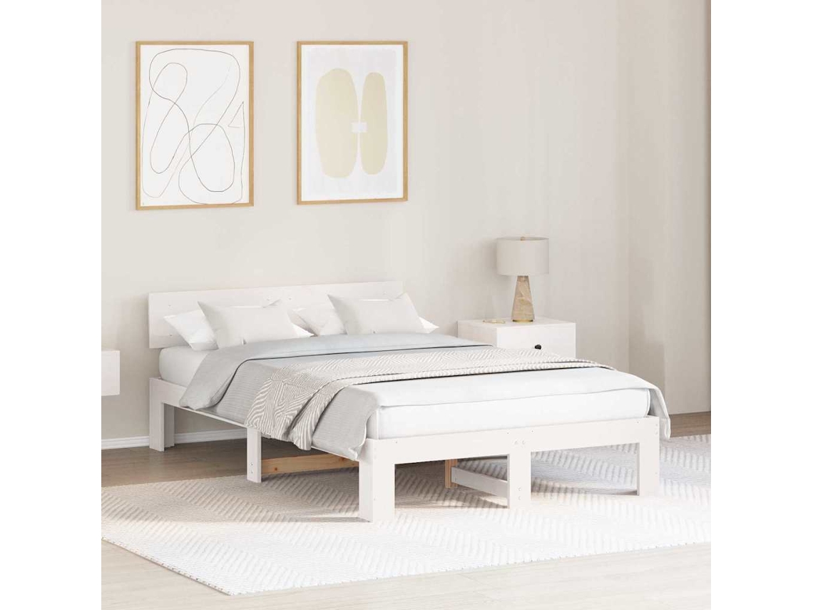 Vidaxl Estrutura da Cama com Cabeceira Branco 120 X 190 Cm